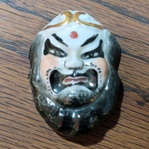 Mini Porcelain Kabuki Mask Display Figurine